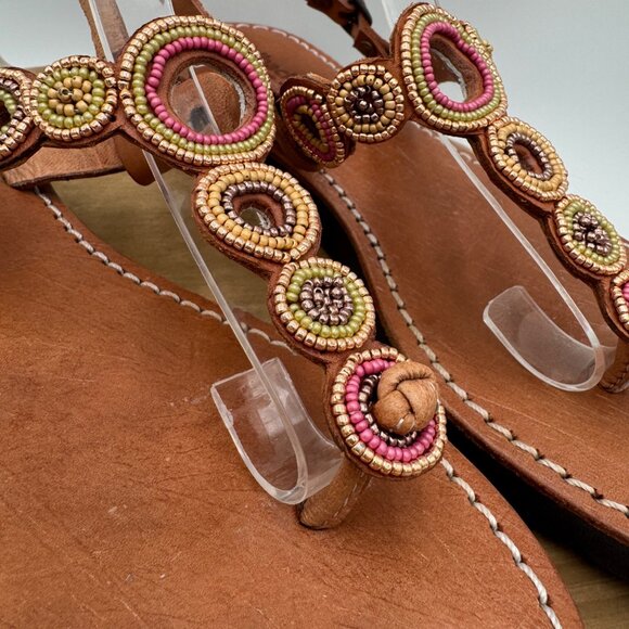 Laidback London Womens Beaded Thong Adjustable Strap Sandal woman’s size 39  8.5 - Picture 2 of 13